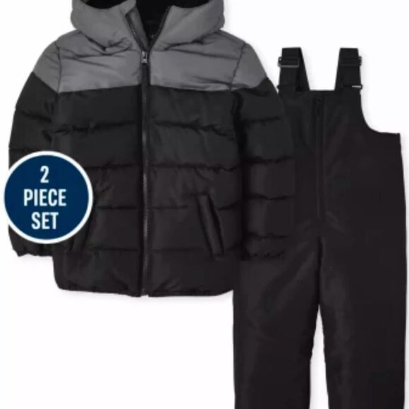 Boys Long Sleeve COAT/JACKET & Sleeveless Solid Snow
Overalls 2-Piece - Picture 1 of 9